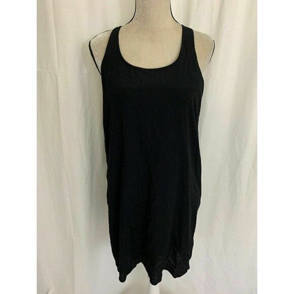 Splendid Womens Solid Black Scoop Neck Tank Mini Dress Rayon Large - Picture 1 of 7